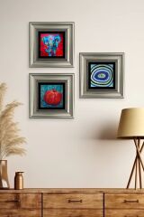 Mistik 3 lü Set Çerçeveli Taş Tablo 20 cm