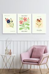 Flower Market Üçlü Ahşap Çerçeveli Tablo 23 x 30