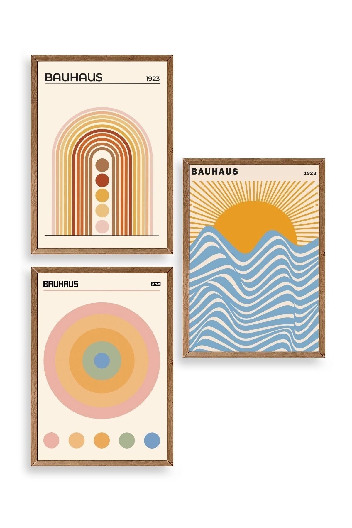 Bauhaus Üçlü Ahşap Çerçeveli Tablo 50 x 70