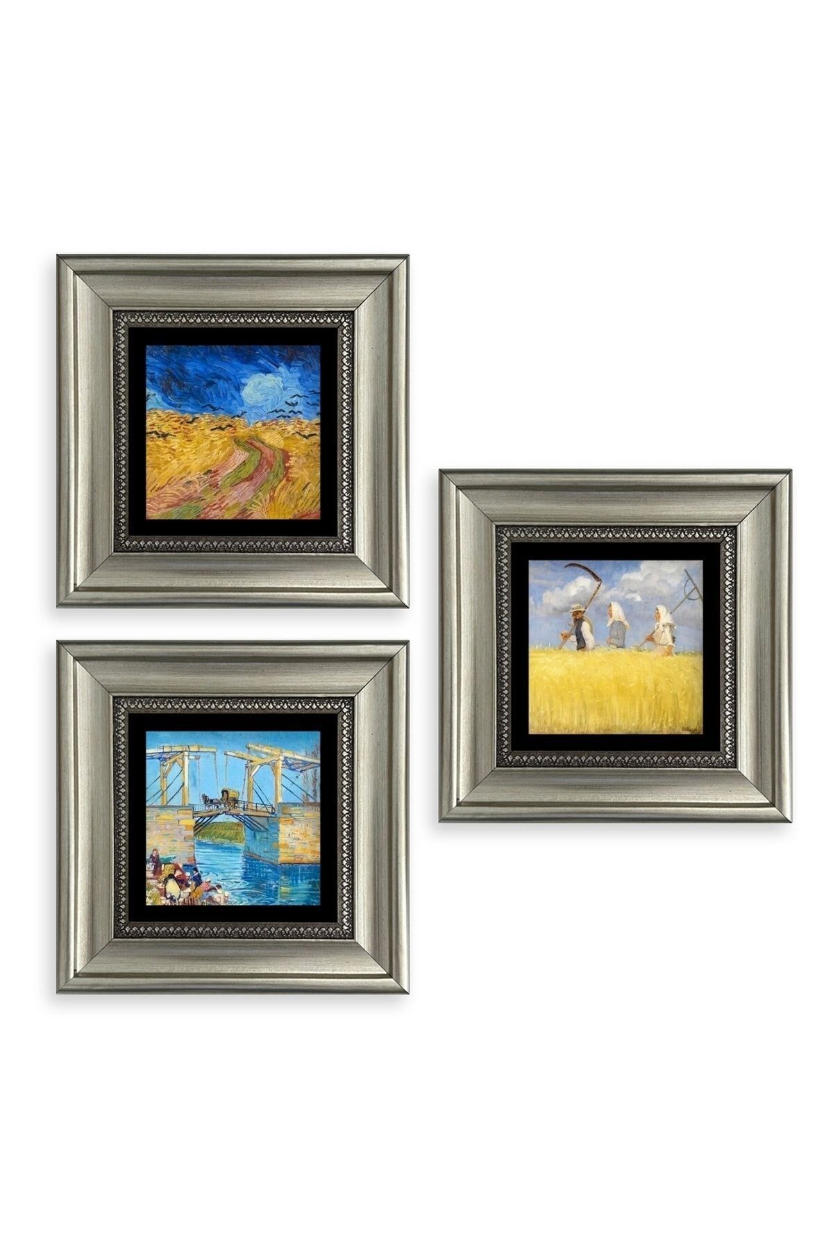 Kasaba 3 lü Set Çerçeveli Taş Tablo 20 cm