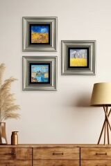 Kasaba 3 lü Set Çerçeveli Taş Tablo 20 cm