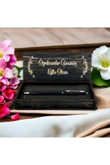 Öğretmenler Günü Tasarımlı Ahşap Kalem Kutusu - Siyah