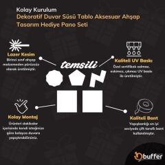 BUFFER® DECO103 Supermen Dekoratif Duvar Süsü Tablo Aksesuar Ahşap Tasarım Hediye Pano Sticker Seti