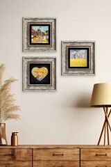 Van Gogh 3 lü Set Çerçeveli Taş Tablo 20 cm