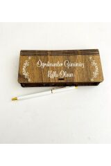 Öğretmenler Günü Tasarımlı Ahşap Kalem Kutusu