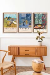 Ünlü Tablolar Üçlü Ahşap Çerçeveli Tablo 23 x 30