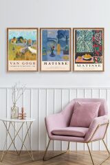 Ünlü Tablolar Üçlü Ahşap Çerçeveli Tablo 23 x 30
