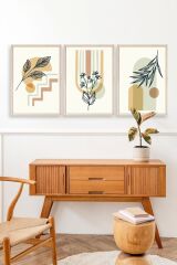 Manzara Üçlü Ahşap Çerçeveli Tablo 50 x 70