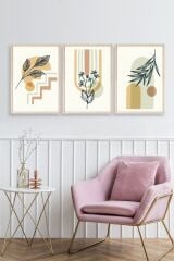 Manzara Üçlü Ahşap Çerçeveli Tablo 17 x 23