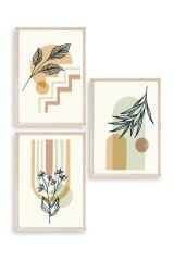 Manzara Üçlü Ahşap Çerçeveli Tablo 17 x 23