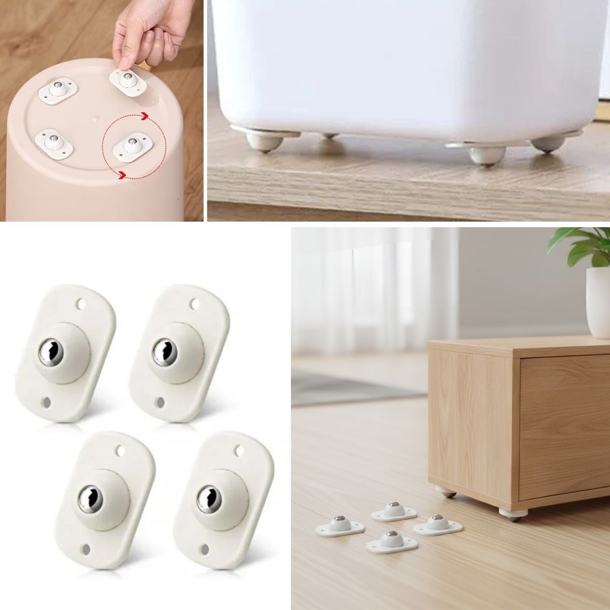 BUFFER® Beyaz Eşya ve Mobilya İçin 4’lü Tekerlekli Kaydırma Aparatı – Hafif ve Orta Ağırlıktaki Ürünler İçin Pratik Kaydırıcı Set