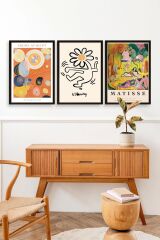 Ünlü Tablolar Üçlü Ahşap Çerçeveli Tablo 30 x 40