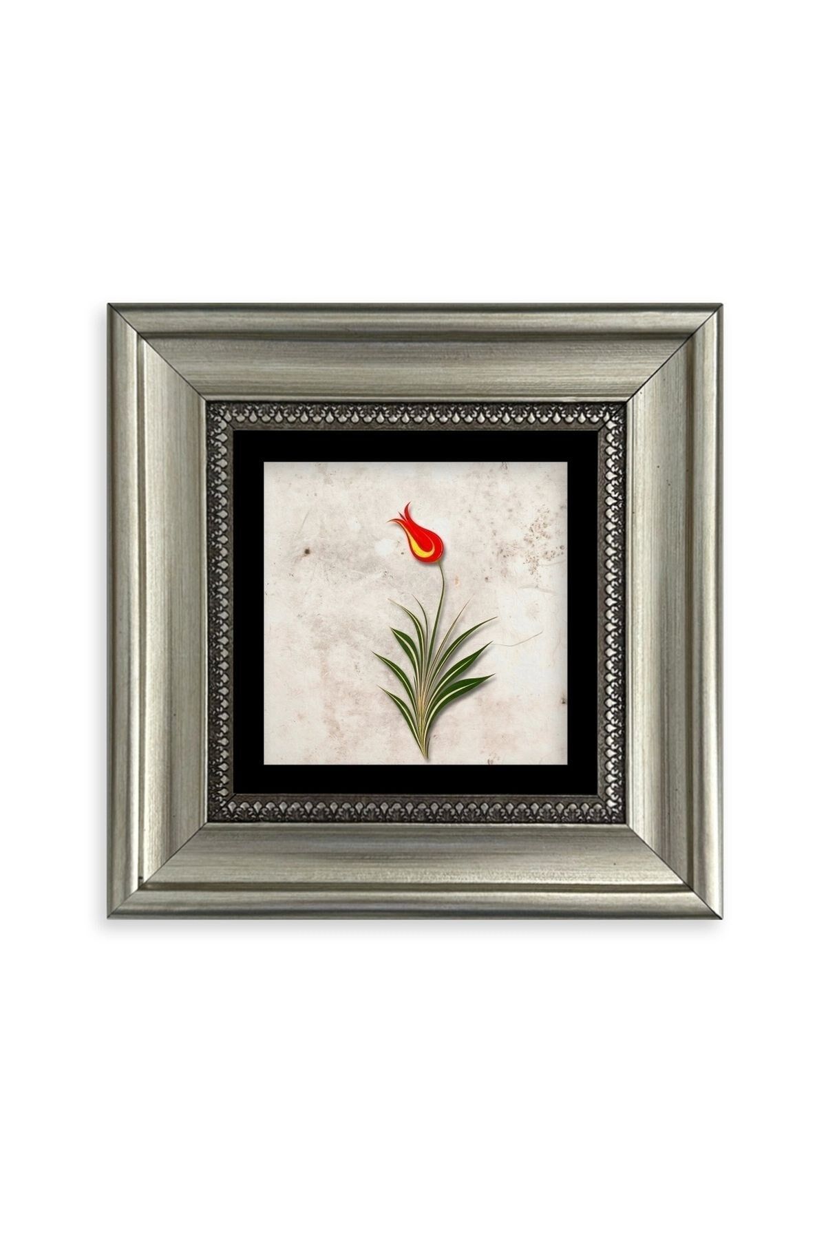 Ebru Lale Çerçeveli Taş Tablo 20 cm