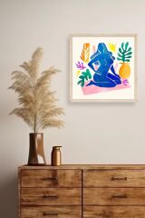 Kadın Ahşap Çerçeveli Tablo 42 x 42