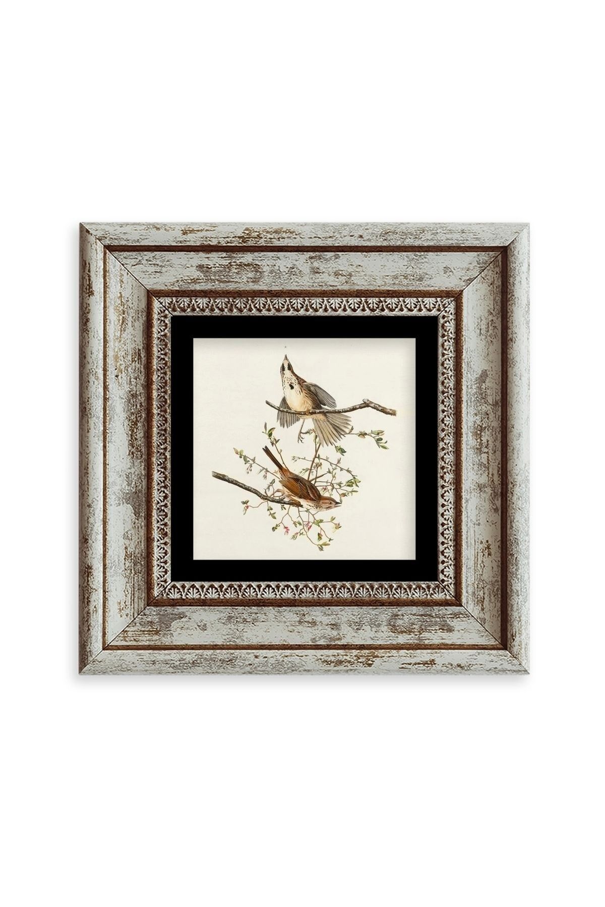 Yabani Dal Serçe Çerçeveli Taş Tablo 20 cm