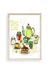 Çay Vakti Ahşap Çerçeveli Tablo 17 x 23
