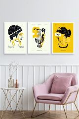 Soyut Üçlü Ahşap Çerçeveli Tablo 30 x 40