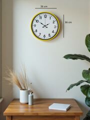 Zentime 36 Cm Sarı Dekoratif Duvar Saati