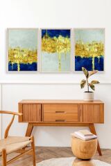 Ünlü Tablolar Üçlü Ahşap Çerçeveli Tablo 23 x 30