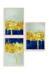 Ünlü Tablolar Üçlü Ahşap Çerçeveli Tablo 40 x 60