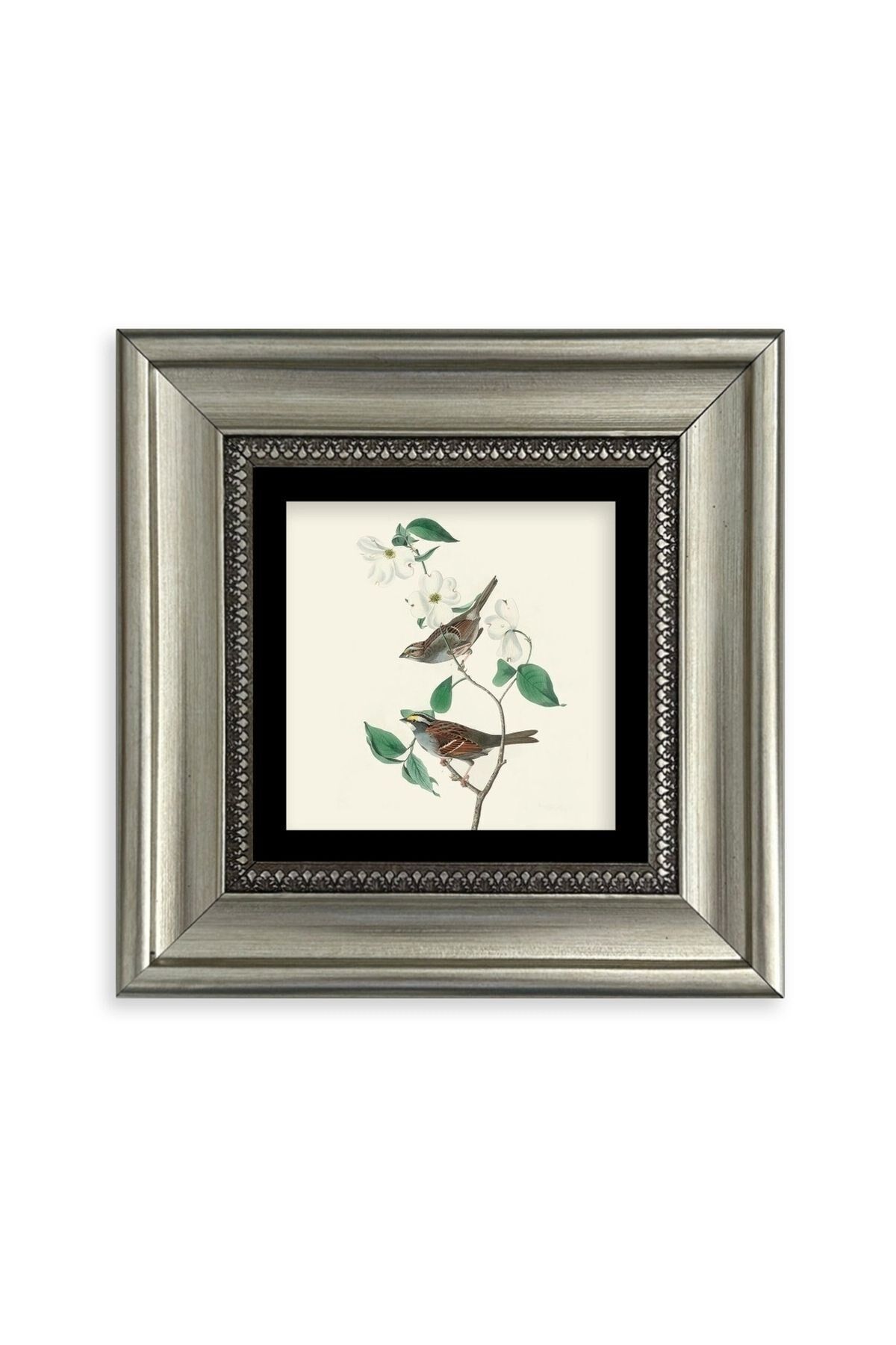 Kuşlar ve Ağaç Çerçeveli Taş Tablo 20 cm