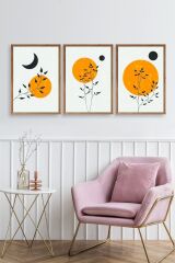 Manzara Üçlü Ahşap Çerçeveli Tablo 23 x 30