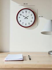 Zentime 36 Cm Kırmızı Dekoratif Duvar Saati