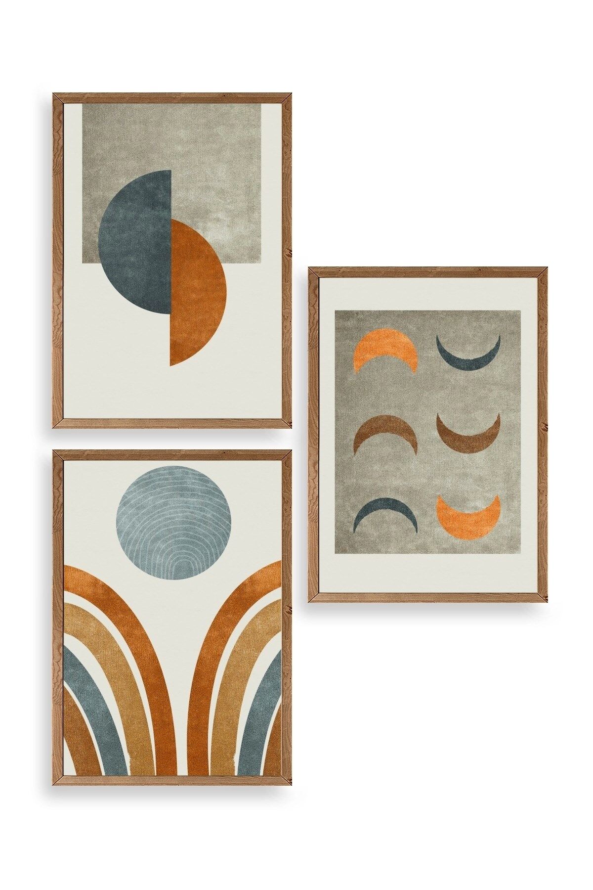 Manzara Üçlü Ahşap Çerçeveli Tablo 50 x 70