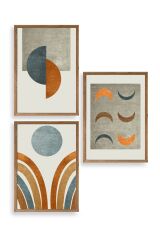 Manzara Üçlü Ahşap Çerçeveli Tablo 50 x 70