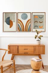 Manzara Üçlü Ahşap Çerçeveli Tablo 50 x 70