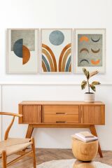 Manzara Üçlü Ahşap Çerçeveli Tablo 50 x 70