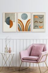 Manzara Üçlü Ahşap Çerçeveli Tablo 30 x 42