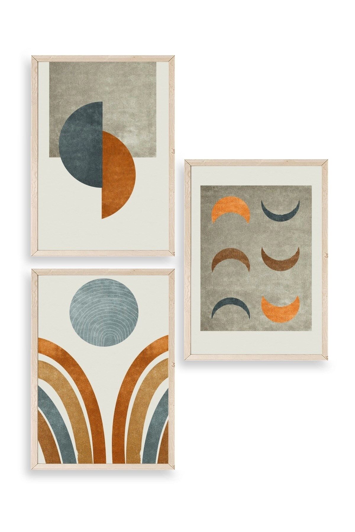 Manzara Üçlü Ahşap Çerçeveli Tablo 23 x 30