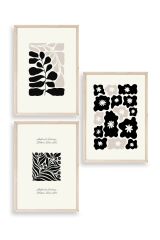 Modern Üçlü Ahşap Çerçeveli Tablo 30 x 40