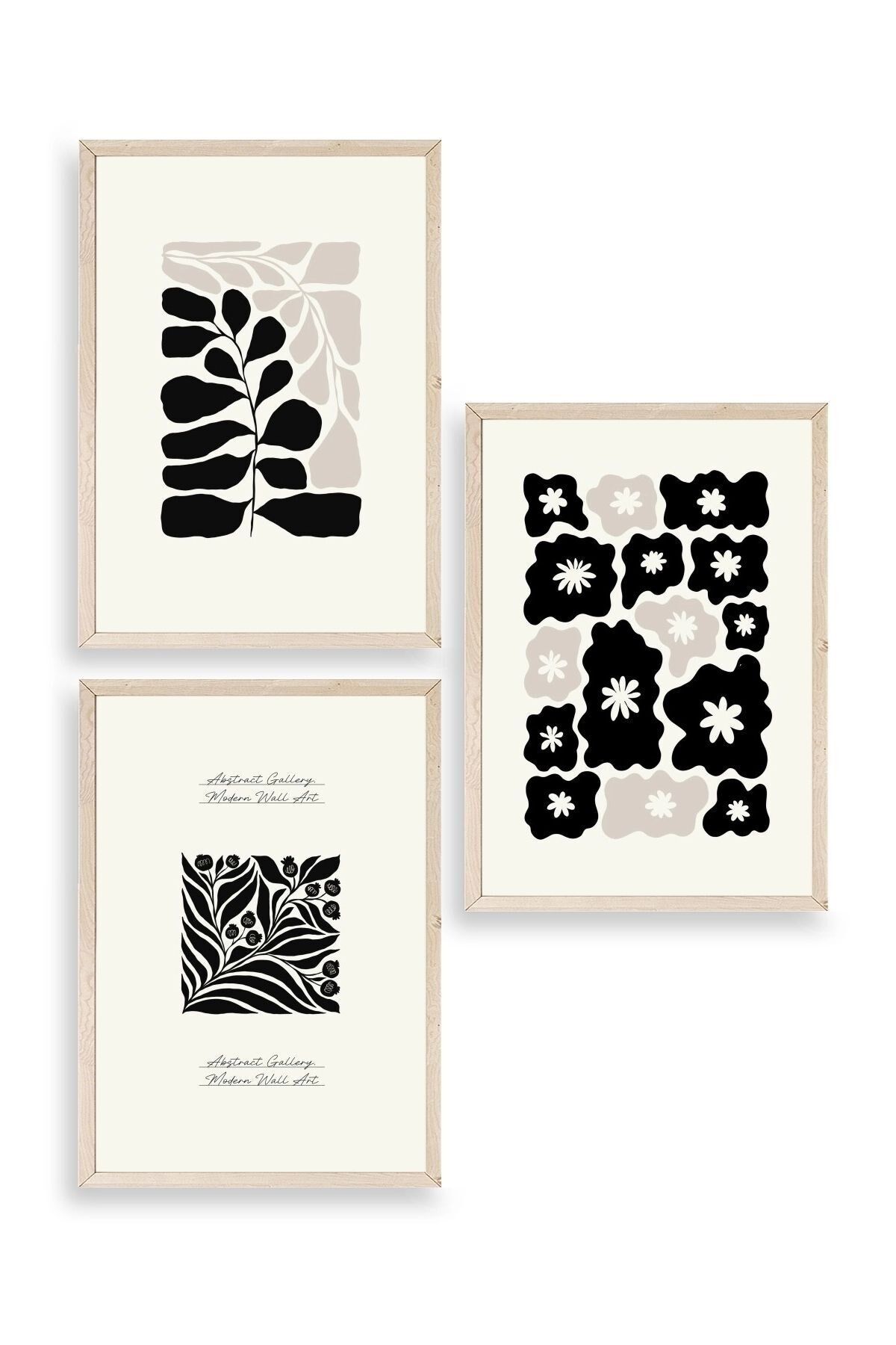 Modern Üçlü Ahşap Çerçeveli Tablo 23 x 30