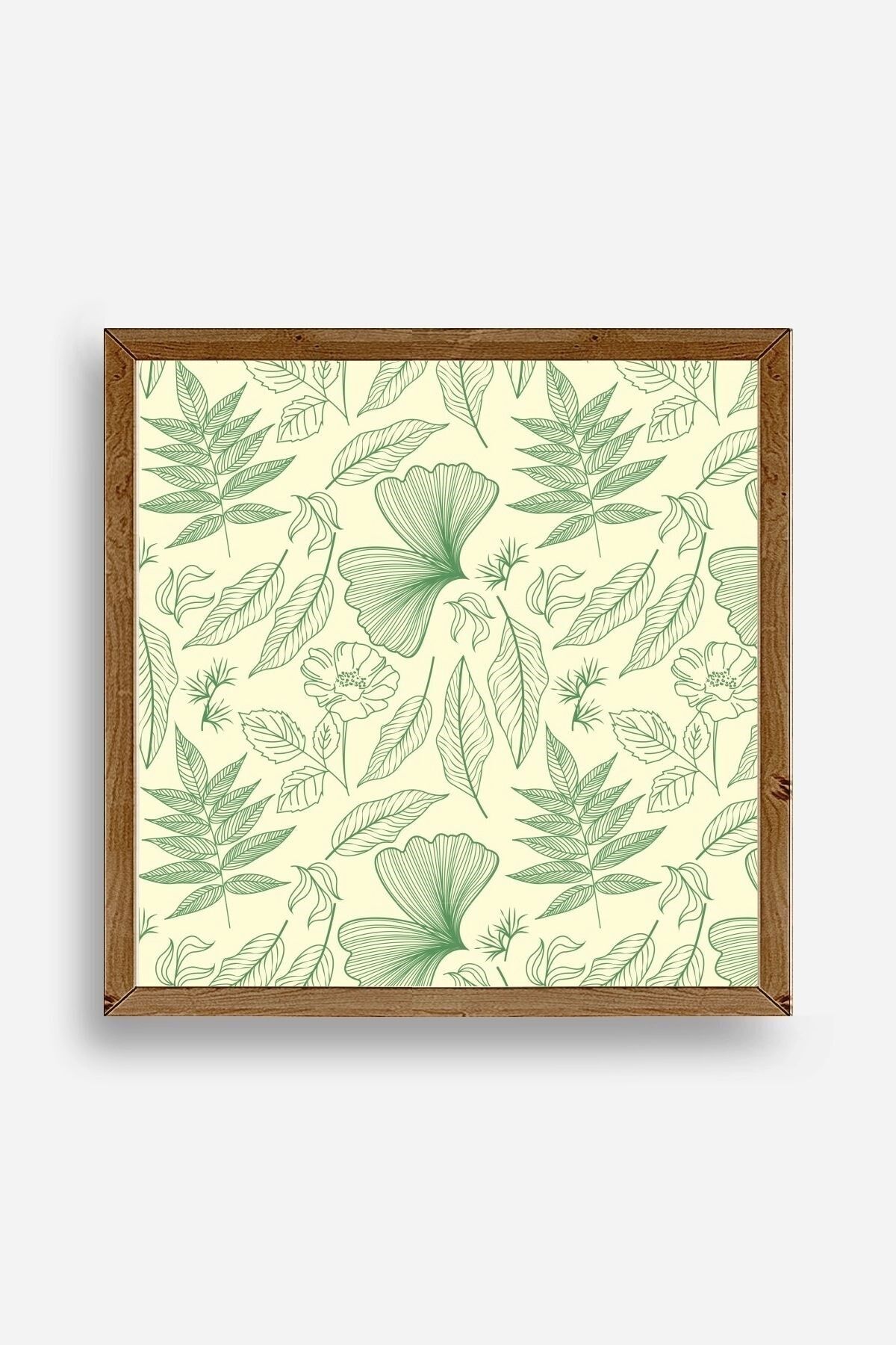 Yaprak Ahşap Çerçeveli Tablo 50 x 50