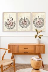 Hat Sanatı Üçlü Ahşap Çerçeveli Tablo 17 x 23