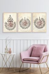 Hat Sanatı Üçlü Ahşap Çerçeveli Tablo 30 x 42