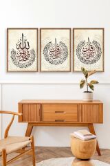 Hat Sanatı Üçlü Ahşap Çerçeveli Tablo 17 x 23