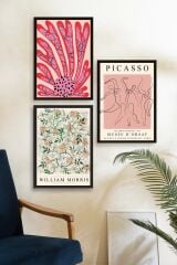 Ünlü Tablolar Üçlü Ahşap Çerçeveli Tablo 50 x 70