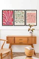 Ünlü Tablolar Üçlü Ahşap Çerçeveli Tablo 50 x 70