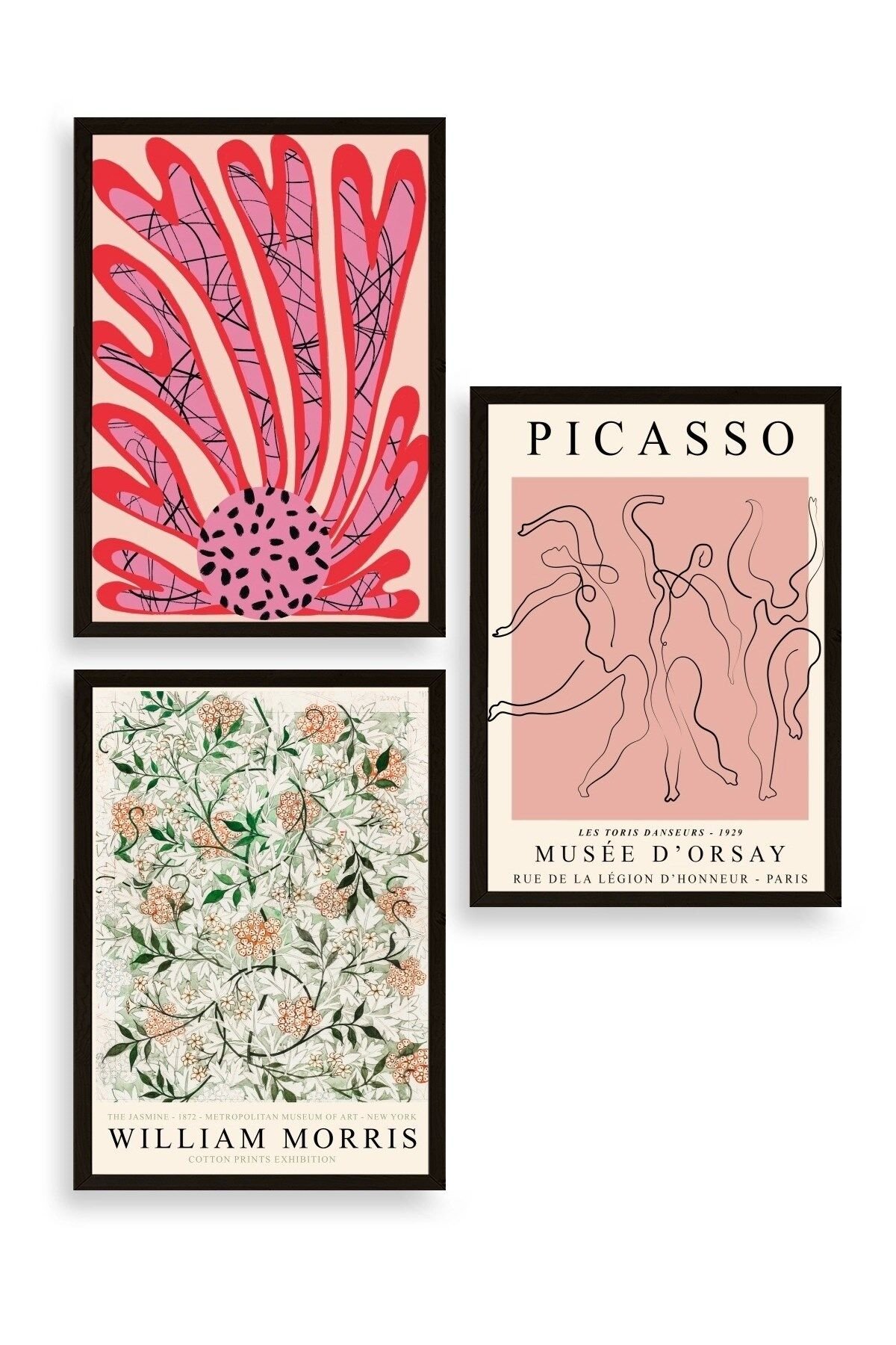 Ünlü Tablolar Üçlü Ahşap Çerçeveli Tablo 30 x 40