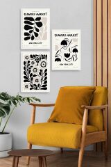 Flower Market Üçlü Ahşap Çerçeveli Tablo 40 x 60