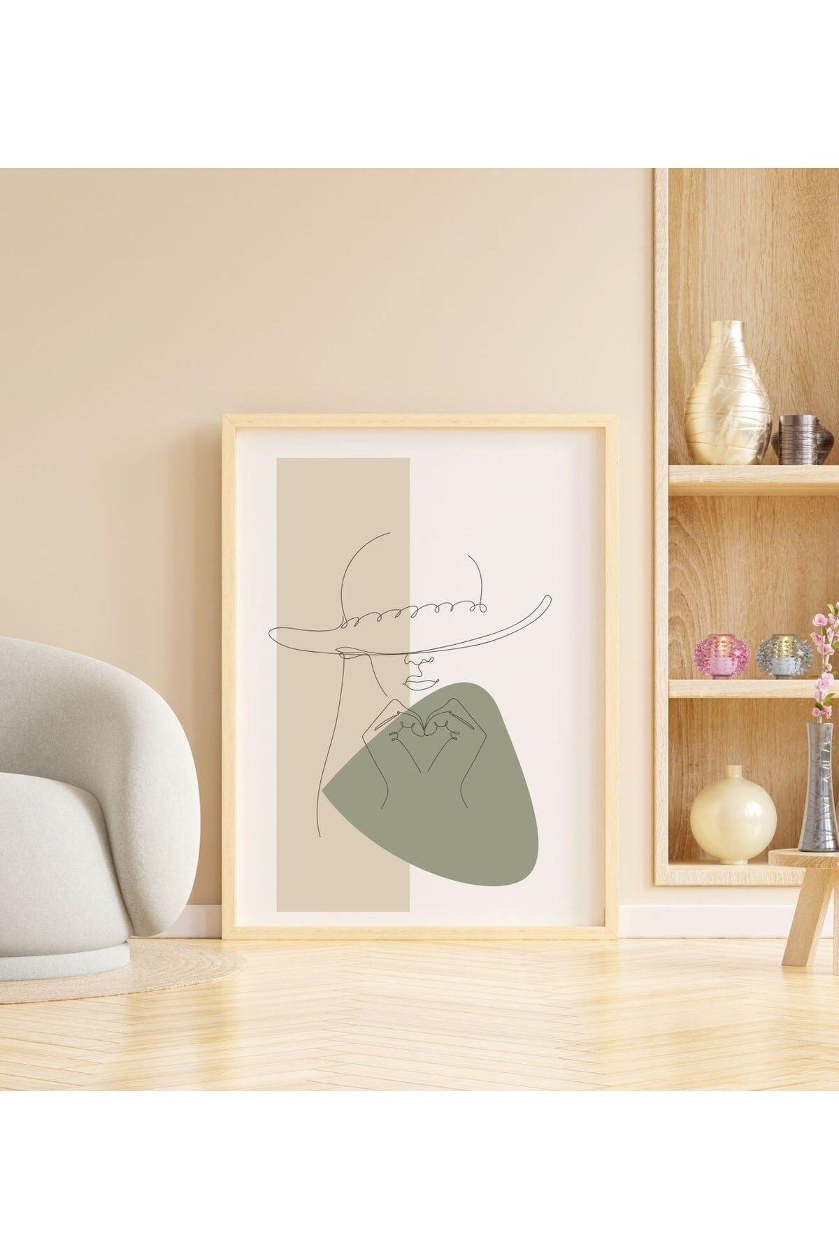 Ahşap Soyut Dekoratif Çerçeveli Tablo - Yesl 35 x 50