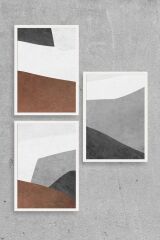 Soyut Üçlü Ahşap Çerçeveli Tablo 50 x 70