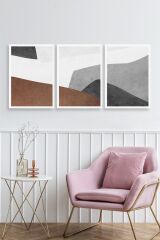 Soyut Üçlü Ahşap Çerçeveli Tablo 23 x 30