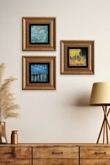 Van Gogh 3 lü Set Çerçeveli Taş Tablo 20 cm