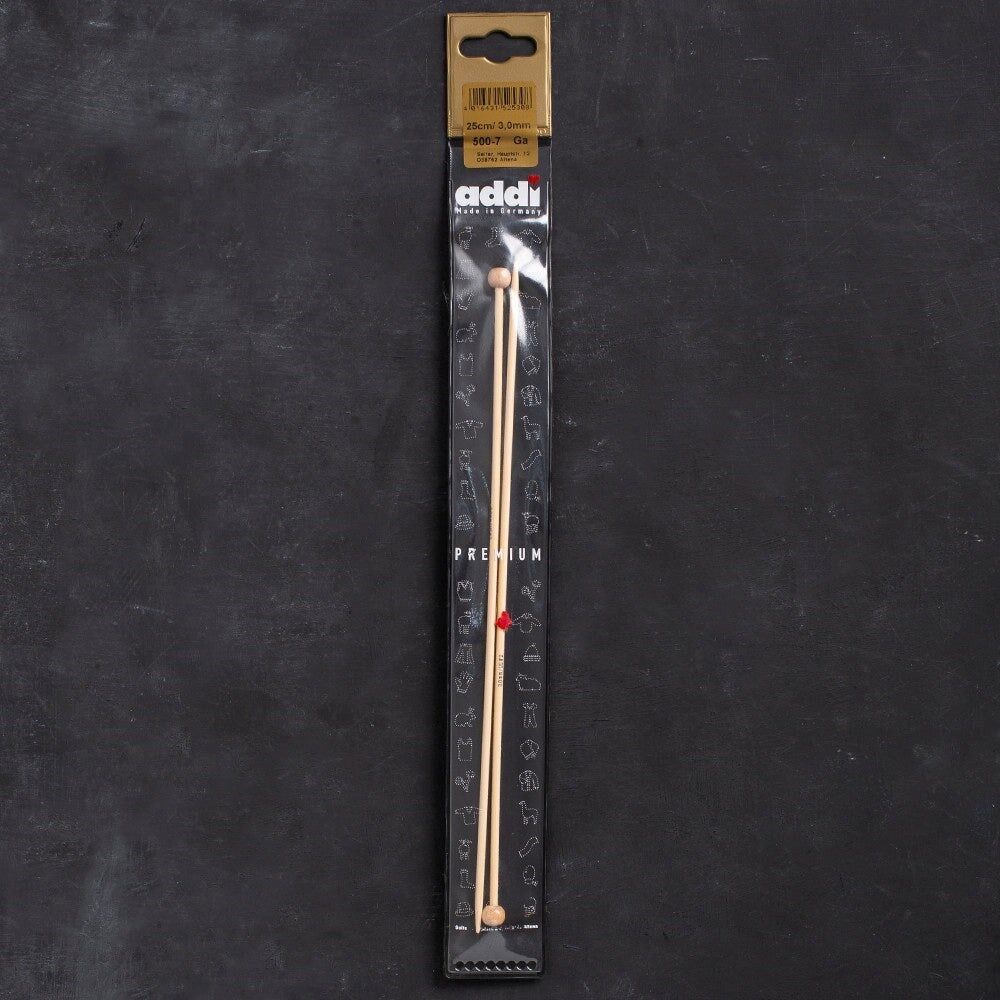 Addi Premium 3mm 25cm Bambu Örgü Şişi - 5007025-03