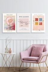 Ünlü Tablolar Üçlü Ahşap Çerçeveli Tablo 50 x 70