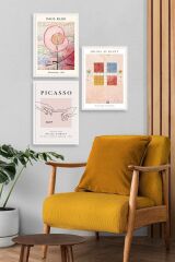 Ünlü Tablolar Üçlü Ahşap Çerçeveli Tablo 50 x 70